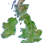 Mapa del terreno de las Islas Británicas